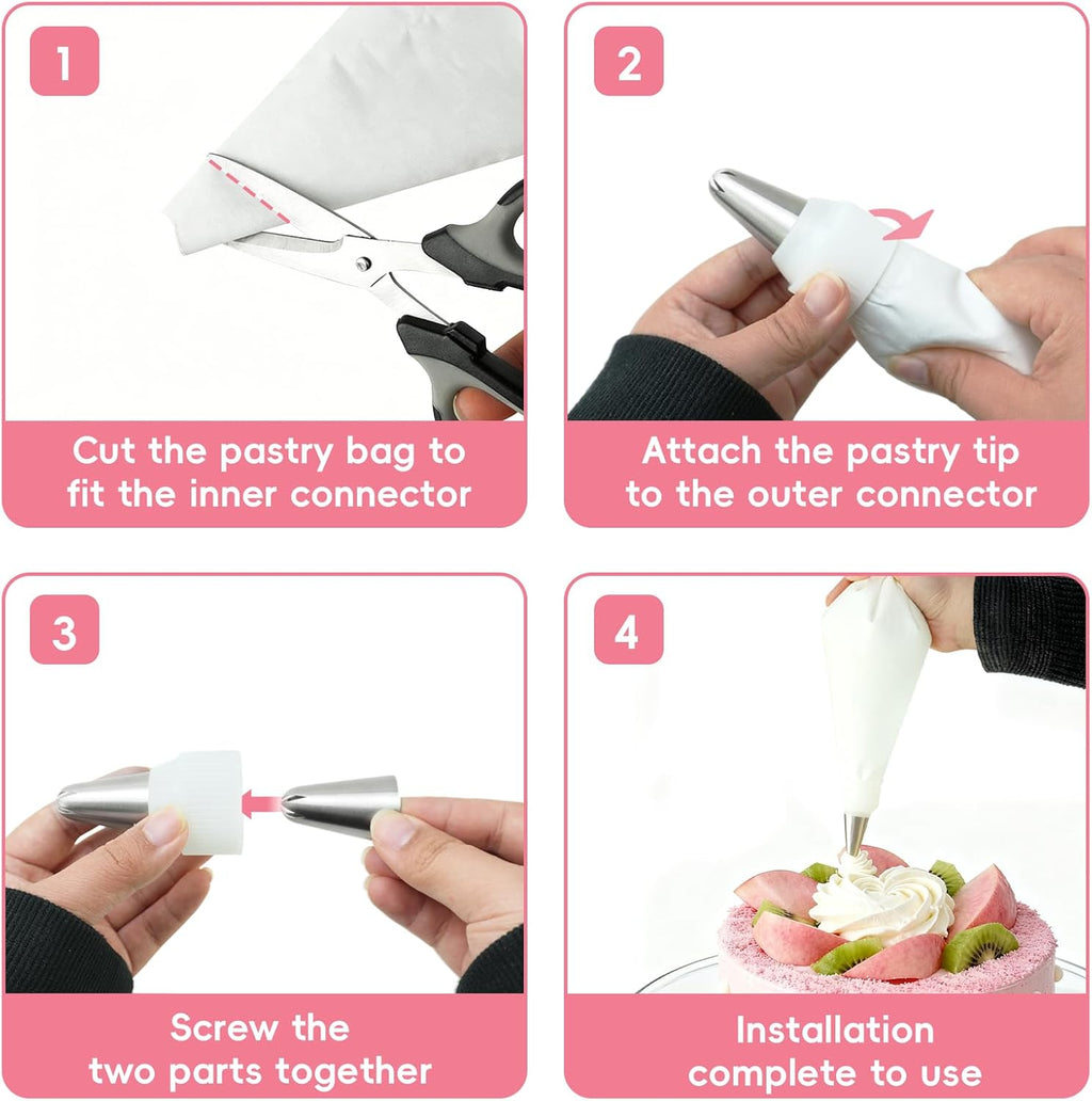 Skiennix Reusable Piping Bags Set - 16-Inch Pastry Bags for Cake Decorating | 15PCS Easy to Clean Kit