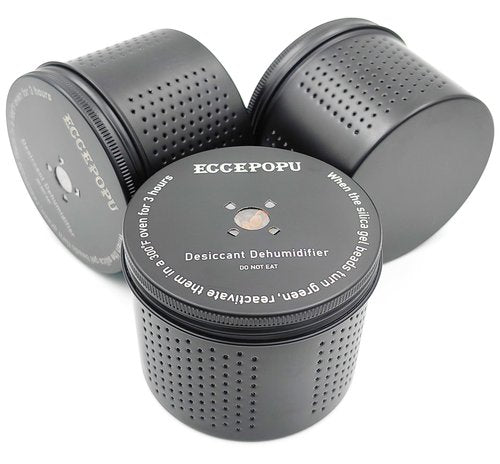 ECCEPOPU Gun Safe Dehumidifier 200g - Silica Gel Desiccant Canister, Moisture Absorber for Gun Cabinets & Safes, Protect 80 Cubic Feet, Black, Aluminum Shell