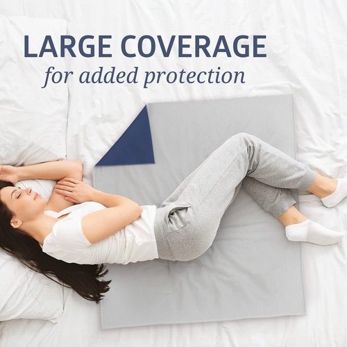 Medline Washable Bed Pads - Large 34 x 36 Inch Reusable Underpads for Incontinence | 4 Pack, Navy & Gray