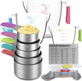 Skiennix Magnetic Measuring Cups & Spoons Set - 5 Stainless Steel Cups & 7 Magnetic Spoons for Accurate Measurements