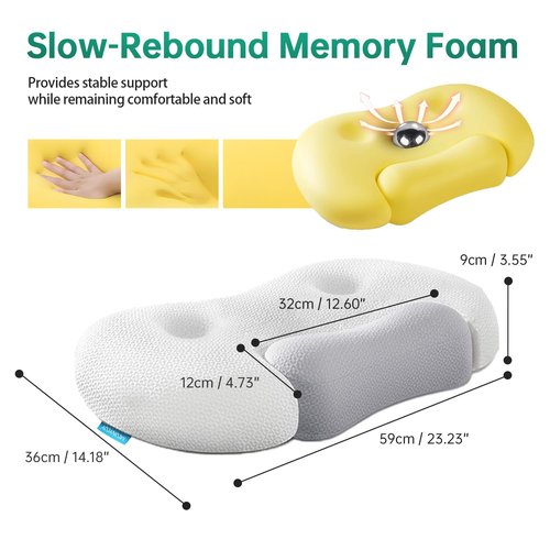 MOONYOOY Firm Memory Foam Contour Pillow, Ergonomic Orthopedic Cervical Design for Side & Back Sleepers, Strong Neck Support & Shoulder Pain Relief
