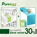 Pureegg Disposable Table Set - 10 Pack Leakproof White & Blue Tablecloths & Runners | 54''x108'' & 14''x108'' for Events