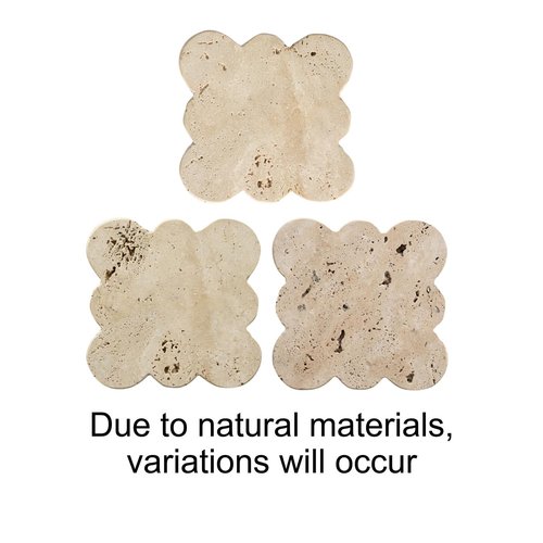 Creative Co-Op Tuscan Elegance Travertine Coaster Set, Natural, Set of 4