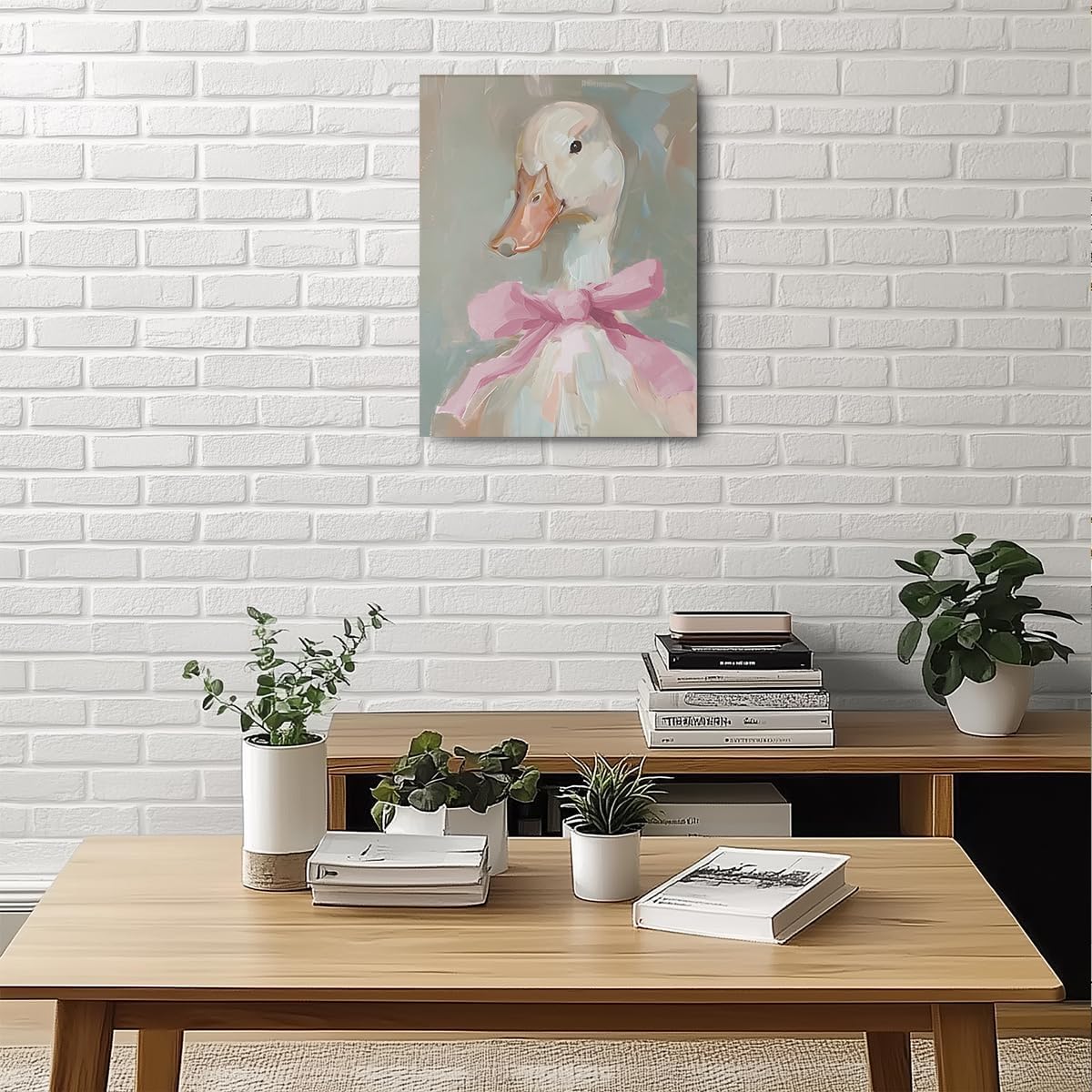 Skiennix Cute Duck Canvas Wall Art - Framed Aesthetic Decor for Animal Lovers | 11.5x15 Inches