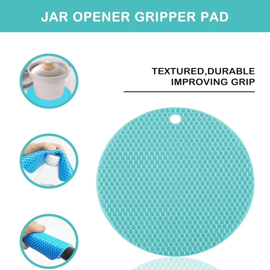 Skiennix Jar Opener - 5-in-1 Multi-Function Tool for Seniors & Arthritic Hands | Non-Slip Grip & Corkscrew (Blue)
