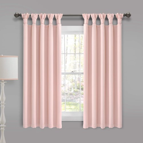 Lush Decor, Blue Insulated Knotted Tab Top Blackout Window Curtain Panel Pair