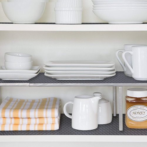 HooTown Shelf Liner Kitchen Cabinet Drawer Mats 23.6 Inch Wide x 393.7 Inch Long, Non Stick EVA Plastic Trimmable Pantry Closet, Cupboard, Drawer Mat, Gray