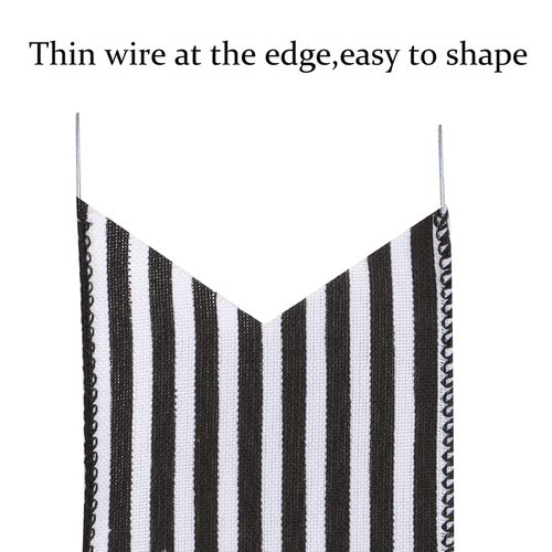 Hongsome 2 Pack Black White Stripe Halloween Fall Bows for Wreaths,12”x20”Black and White Christmas Decorations Bow for Tree Topper Gothic Spooky Holiday Birthday Party Wall Home Front Door