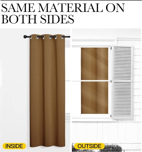 NICETOWN Blackout Curtains - 108 Inch Length, Noise Reducing, 2 Panels in Gold Brown | W55 x L108 for Luxury Decor