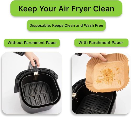 Air Fryer Liners - 100PCS Unbleached Non-Stick Parchment Paper for 5 to 8 Qt Air Fryers | 7.9 Inch