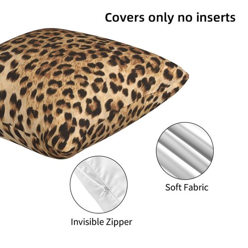 Tebjh Leopard Pillow Covers 20x20 in Sets of 2 Couch Pillow Case Modern Decorative Square Throw Pillows for Home Living Room Bedroom Bed Cushion
