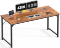 DUMOS 63-Inch Computer Desk - Modern Writing & Gaming Workstation with Metal Frame | Wood Brown Finish