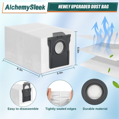 AlchemySleek P10 Pro Ultra Replacement Accessories Kit for MOVA P10 Pro Ultra/P50 Pro Ultra Vacuum Cleaner Parts, Include 2 Side Brushes, 2 Filters, 4 Mop Pads, 4 Dust Bags,12Pcs