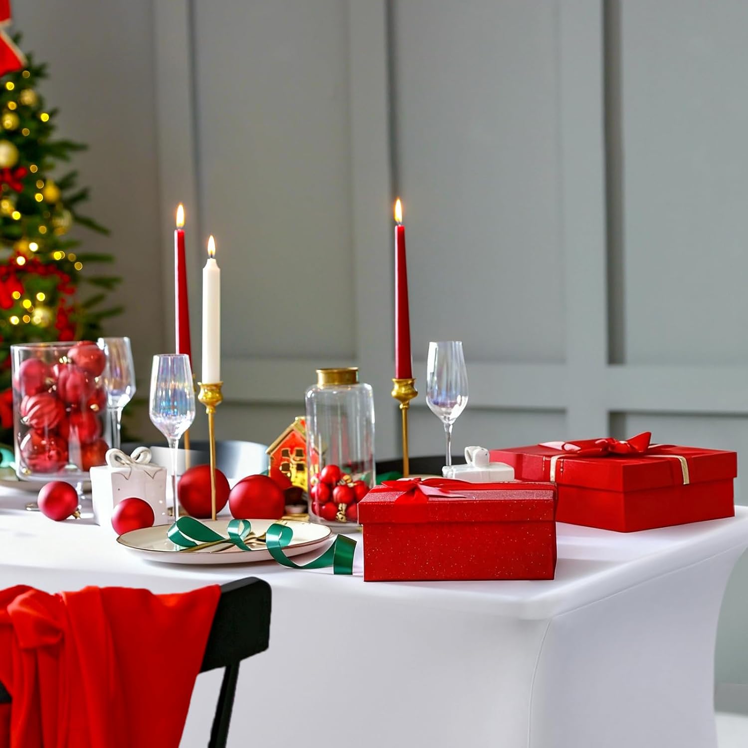 Skiennix 2-Pack White Spandex Table Covers - Fitted, Wrinkle-Resistant, 6ft x 18in for Events & Displays