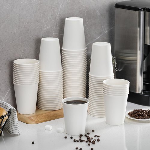 AOZITA 1200 Pack 8 oz Paper Coffee Cups, Disposable White Paper Hot/Cold Beverage Drinking Cup for Water, Juice, Coffee, Tea