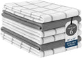 LANE LINEN Cotton Kitchen Towels Set - Absorbent & Quick-Drying Dish Cloths, 6-Pack, 18" x 28", Soft Grey
