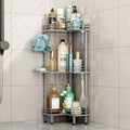 HapiRm Corner Shower Caddy Standing - 3 Tier Shower Organizer Corner with Soap Holder, Rustproof Bathroom Standing Organizer with 4 Hooks, Grey