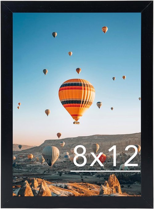 JCJMY 8x12 Picture Frame - Black Wall Hanging & Tabletop Display | Shatter-Resistant Plexiglass