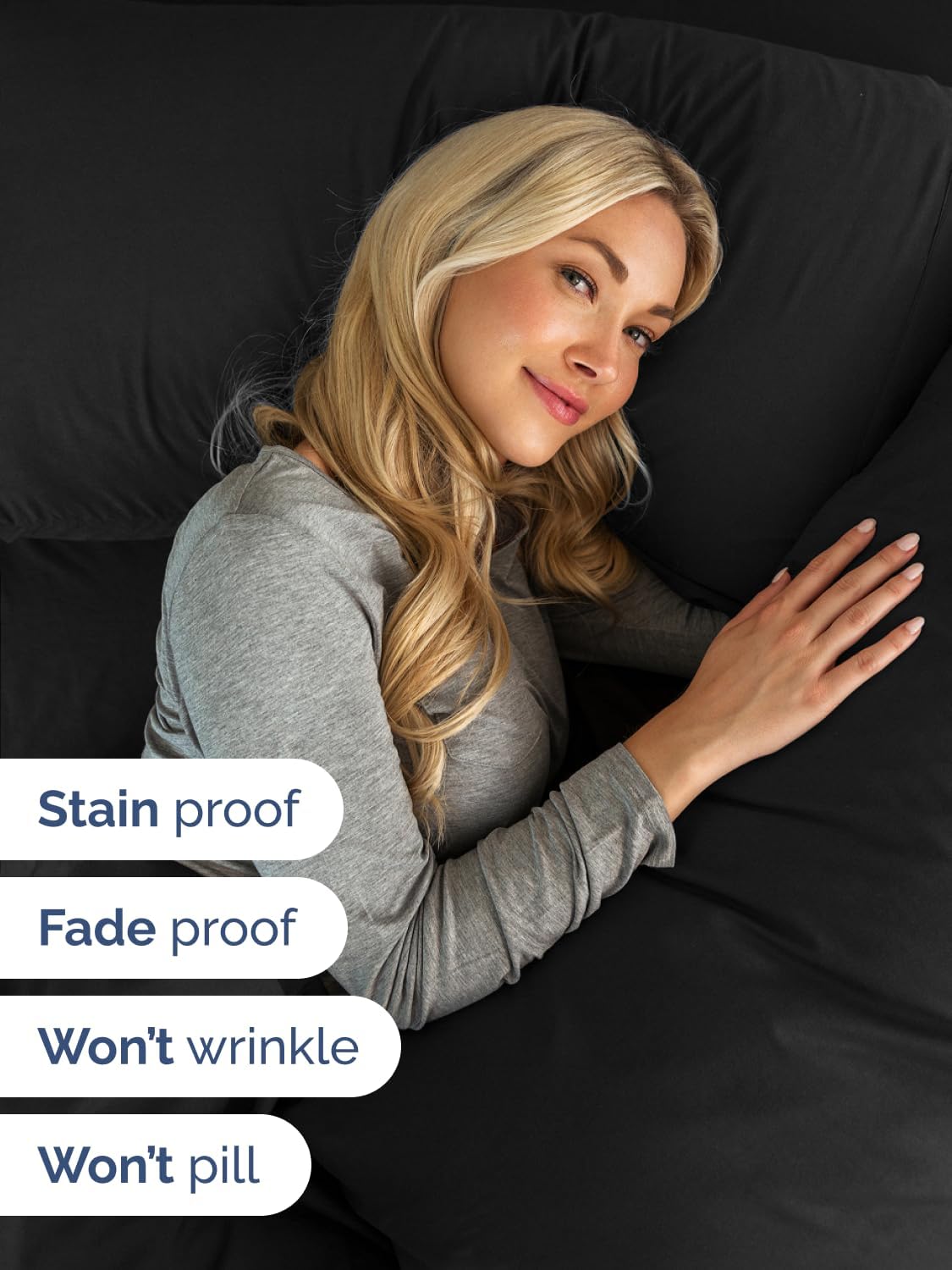 Skiennix Extra Deep Twin XL Sheet Set | 4-Piece Breathable Cooling Bedding - Soft, Wrinkle-Free, Easy Fit - Black