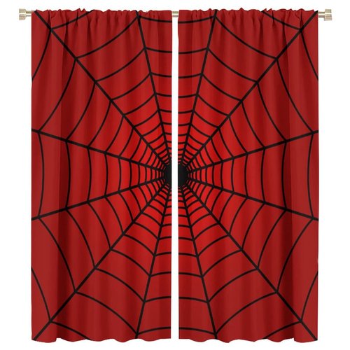 Hero Spider Web Window Curtains for Kids, Black Spiderweb Kids Red Curtains Blackout Rod Pocket Windows Treatments for Boy Girl Baby Nursery Toddler Children Bedroom 42x45in