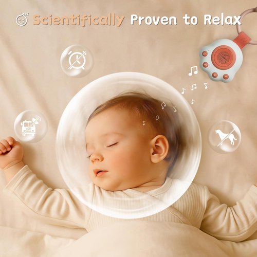 HEYAXA Portable Sound Machine for Baby and Kids | White Noise Machine with 33 Soothing Sounds for Stroller, Car Seat, Travel | 15-Hour Battery | Baby Sleep Soother for Registry and Shower Gift (Pink)