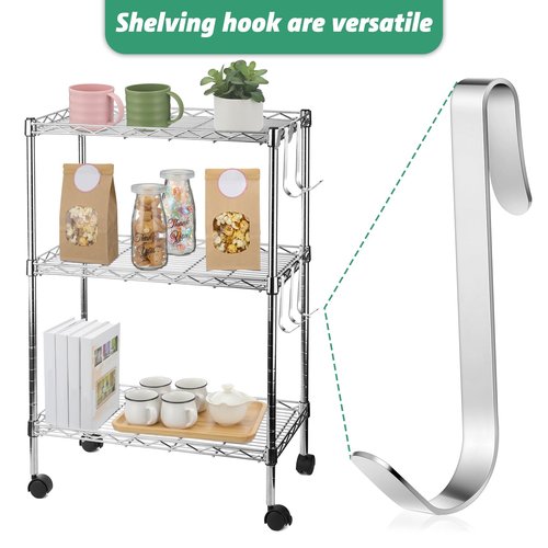 Yaocom 6 Pcs J Hook for Wire Shelving 3.6 Inch Large Heavy Duty Metal Shelf Hooks for Wire Shelves Racks Closet Shelving Accessories