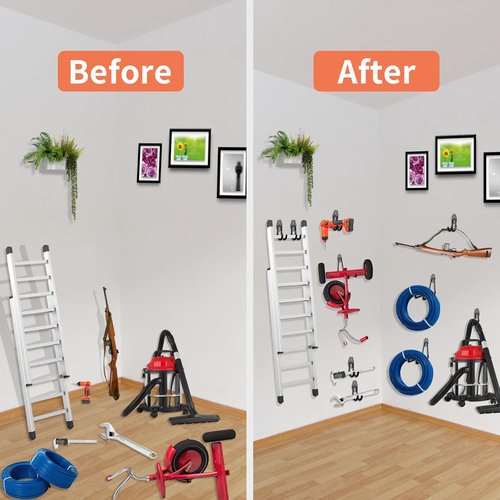 HUPBIPY Heavy Duty Garage Hooks - 12 Pack Steel Wall Mount Storage Organizer for Tools & Bikes