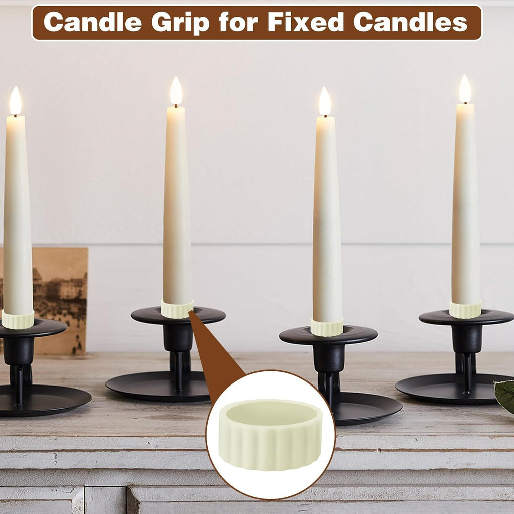 Skiennix 12Pcs Silicone Candle Grippers - Upright Holders for Weddings & Festivals, Elastic Fitters
