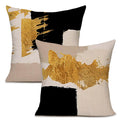 KAIOUS Black and Gold Pillow Covers, Black Gold Beige Decorative Throw Pillow Covers for Couch Sofa Bed Living Room Bedroom 18x18 Inches Set of 2