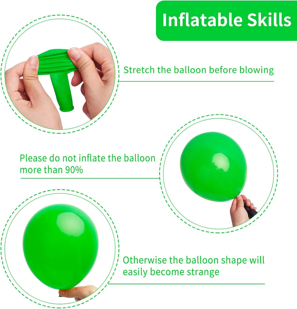 RUBFAC Green Latex Balloons - 129pcs in Various Sizes for Christmas & Party Decorations | 5-18 Inch