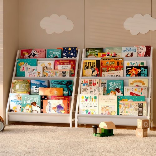 Aokitsink 4-Tier Kids Bookshelf, Book Shelf for Kids Rooms,Book Rack for Kid with Four Deep Pockets,Nursery Bookshelves for Kid' Playroom, Toddler Bookshelf as a Children's Gift