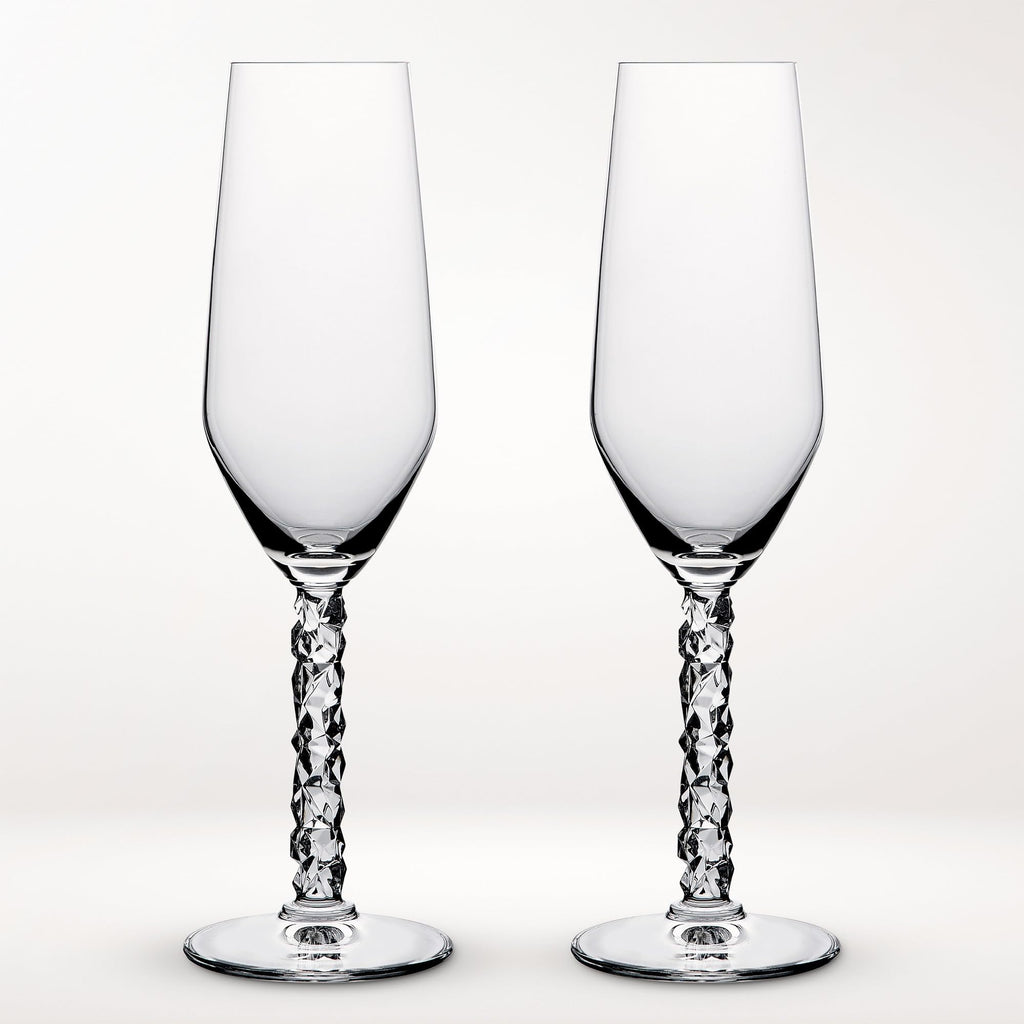 Orrefors Carat 8 oz. Champagne/Flute Crystal Stemware,Set of 2