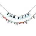 Two Fast Banner - Two Fast Birthday Decorations,Racing Second Birthday Decorations,Race Car Party Flag Banner
