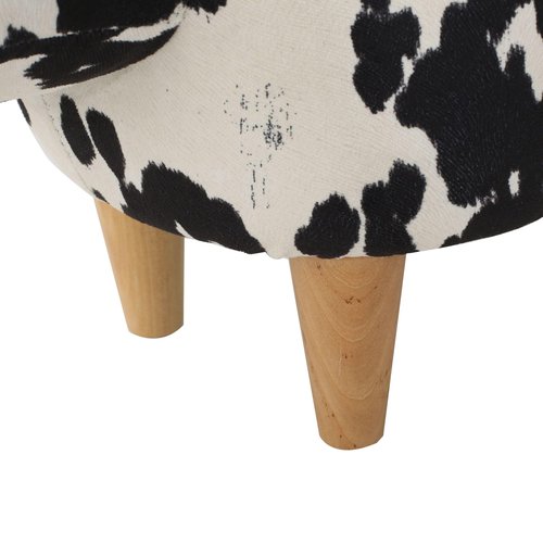 Christopher Knight Home Isana Cow-Shaped Ottoman, Cute Wood Foot Stool Shoes Changing Seat with Cushioned for Living Room, Bedroom, Playroom Porch Furniture, Black and White Velvet