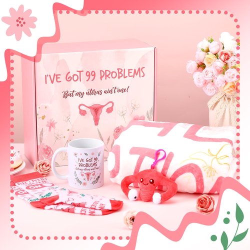Drydiet Funny After Hysterectomy Recovery Gifts Women Uterus Gifts Hysterectomy Recovery Must Haves, Blanket Socks Uterus Plush Keychain Mug