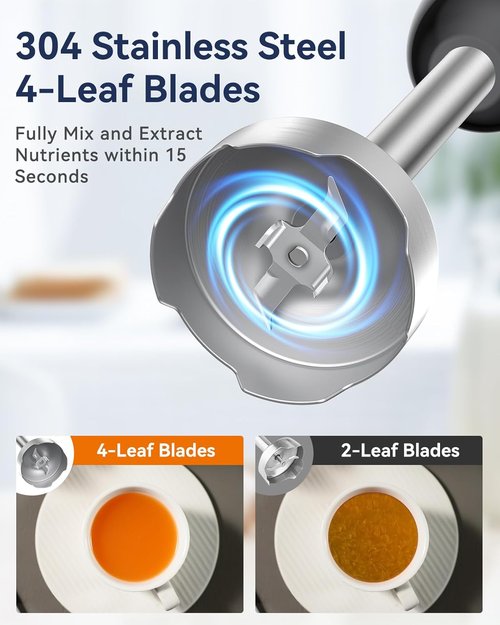 Immersion Blender 1000W - 5-in-1 Handheld Kitchen Mixer with 12 Speeds & BPA-Free Accessories