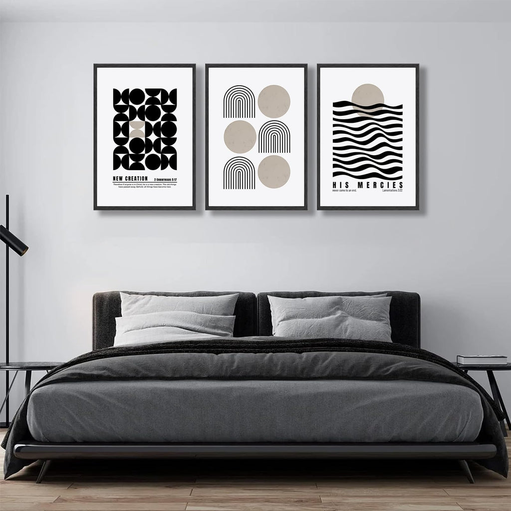 COYIKC 3Pcs Black and White Christian Canvas Wall Art Minimalist Bible Prints Jesus Faith Scripture Wall Decor Pictures Modern Abstract Painting artwork for bedroom office home decoration 16x24in