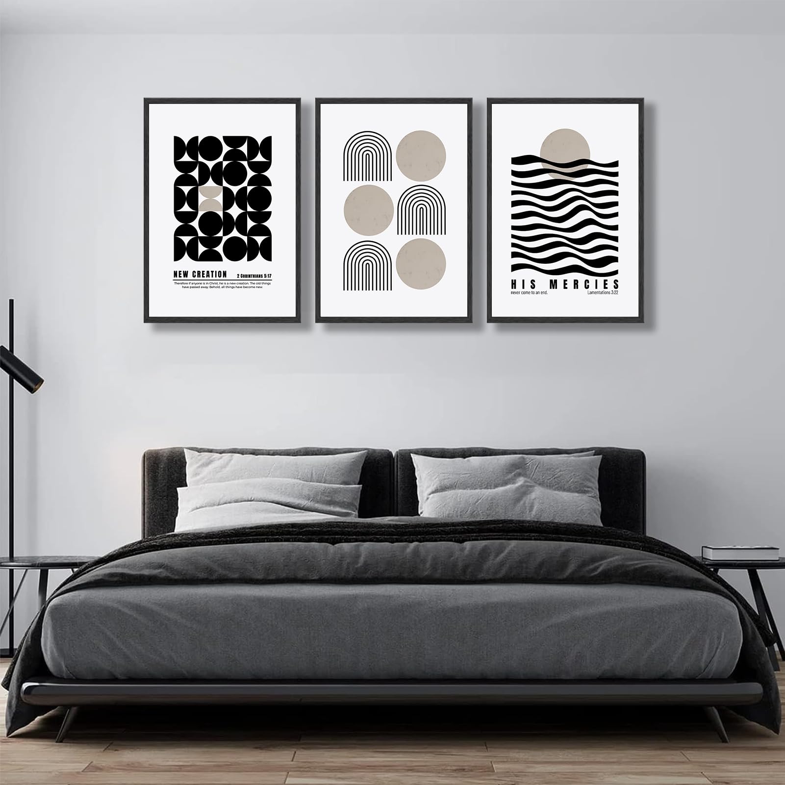 COYIKC 3Pcs Black and White Christian Canvas Wall Art Minimalist Bible Prints Jesus Faith Scripture Wall Decor Pictures Modern Abstract Painting artwork for bedroom office home decoration 16x24in