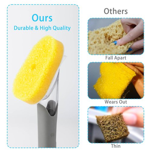 8 Packs Dish Wand Sponge Refills Compatible with Scrub Daddy - Replacement Heads, Dish Scrubber Brush for Cleaning Stuck-on Food, Sponge Replacement Heads for Kitchen Cleaning, (Only Refills)