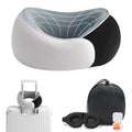 Travel Pillows, 100% Pure Memory Foam Neck Pillow for Airplanes, 360° Head Support, Ergonomic Design, with 3D Eye Mask, Earplugs and Storage Pouch, Airport Travel Essentials for Office, Airplane, Car