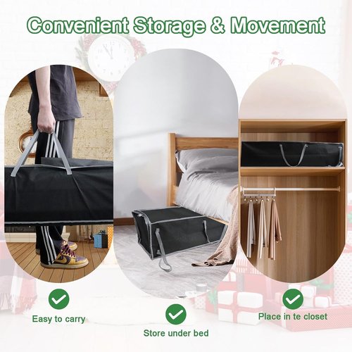 Demao Large Wrapping Paper Storage Bag - 41" Gift Wrap Organizer with Reinforced Handles | Holds 25 Rolls, Dustproof & Stain-Resistant, Black & Gray