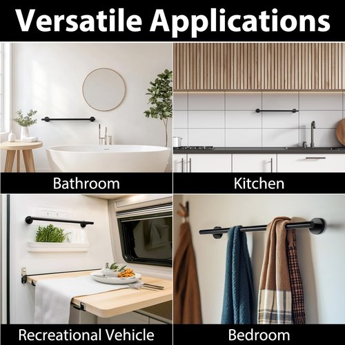18 Inch Towel Bar for Small Bathroom, Matte Black, Thicken SUS304 Stainless Steel Towel Racks, Wall Mounted