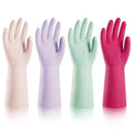ThxToms 4 Pairs Nitrile Cleaning Gloves, Latex free Reusable Dishwashing Gloves for Women, Kitchen and Bathroom Cleaning, Non-Slip &Flexible, 10 Mil, Colorful, M