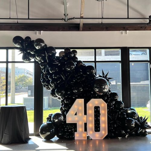 Awenztech Black Balloon Arch Kit - 120 Pcs of 5-18 Inch Latex Balloons for Graduation & Birthday Decor