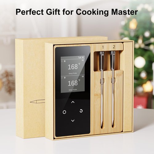 Newise Wireless Meat Thermometer Digital with 2 Probes, Long Range Bluetooth Food Thermometer with Smart APP Alerts for Cooking, Grill, AirFryer, Birthday Gifts for Men Him Husband