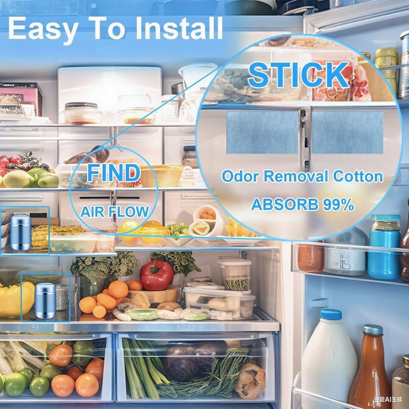 Skiennix Refrigerator Deodorizer - Activated Carbon Odor Eliminator for Fridge, Freezer, RV & More