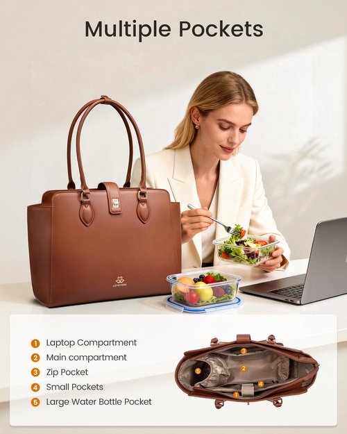LOVEVOOK Lunch Tote Bag for Women, 2-in-1 Work Tote Bag with Lunch Compartment, Insulated Lunch Bag & 15.6 Inch Laptop Bag for Women, Ideal for Teacher, Nurse and Camping Use, Pink Mud