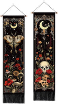 ARTCREATOR Gothic Wall Tapestry - Witchy Moth & Moon Design | Retro Floral Bedroom Decor (12.8 x 51.2 in)