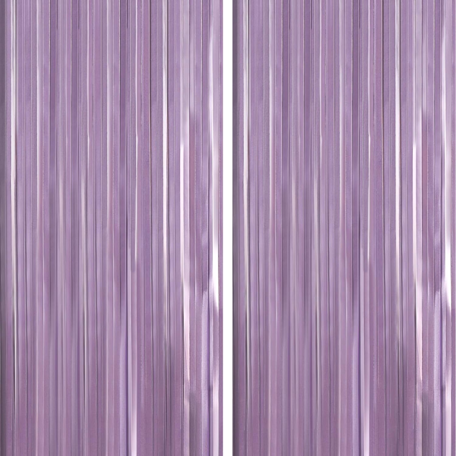 ParyWoo Light Purple Streamers - 8.2FT Metallic Lavender Foil Fringe Curtains for Parties & Events