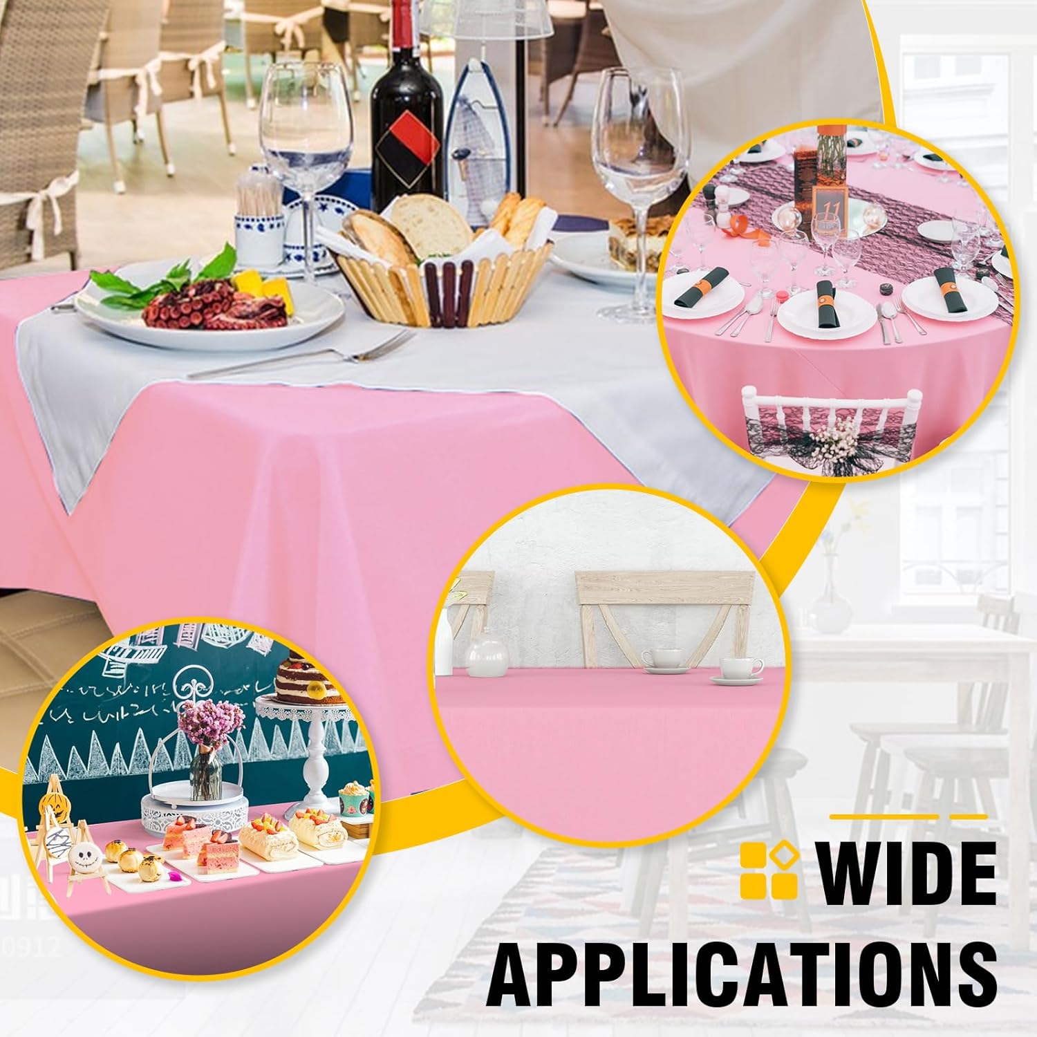 Regine Switzerland 20 Pack Pink Disposable Table Cloths - 54 x 108 Inches for Parties & Events
